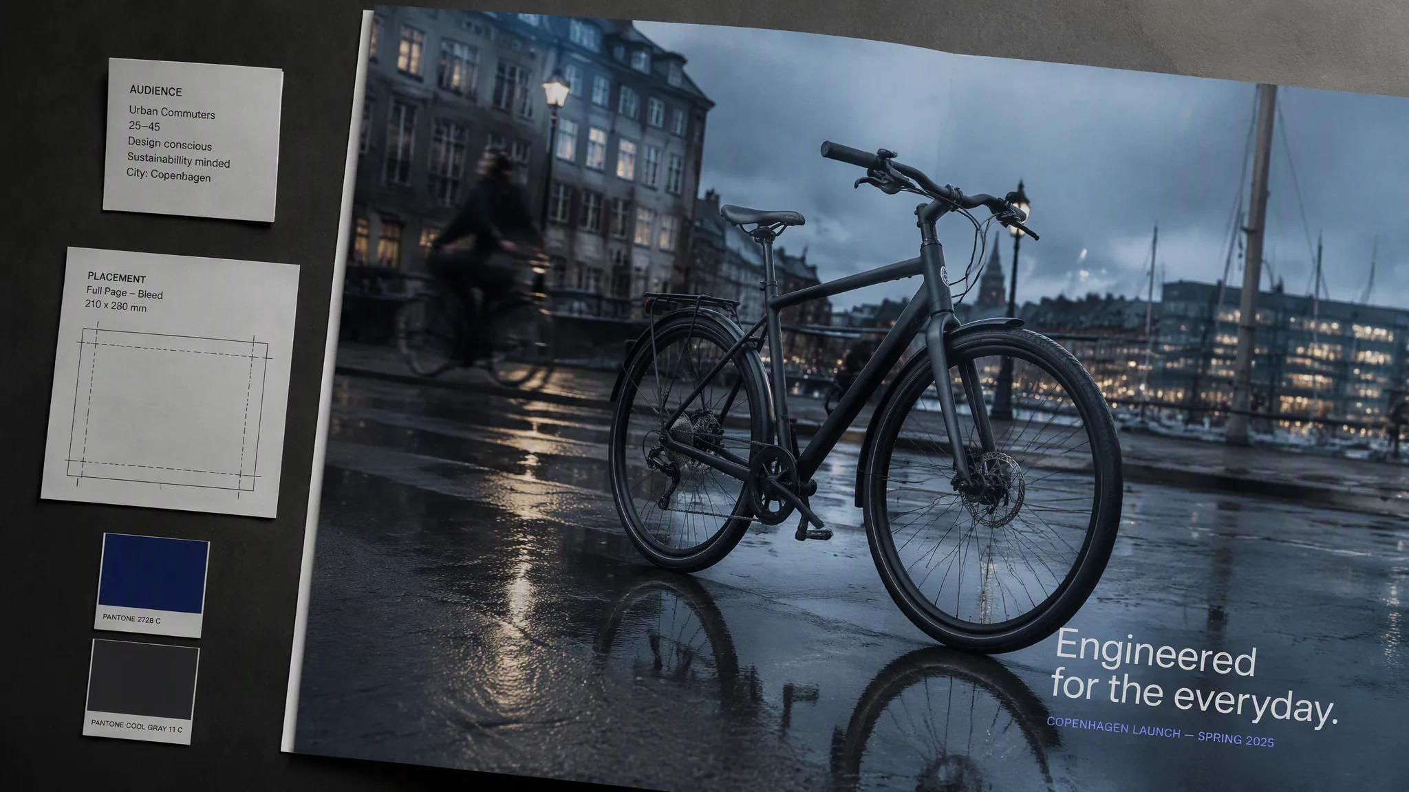 Finished bicycle campaign visual shaped by audience, placement, and color direction in MuseWork