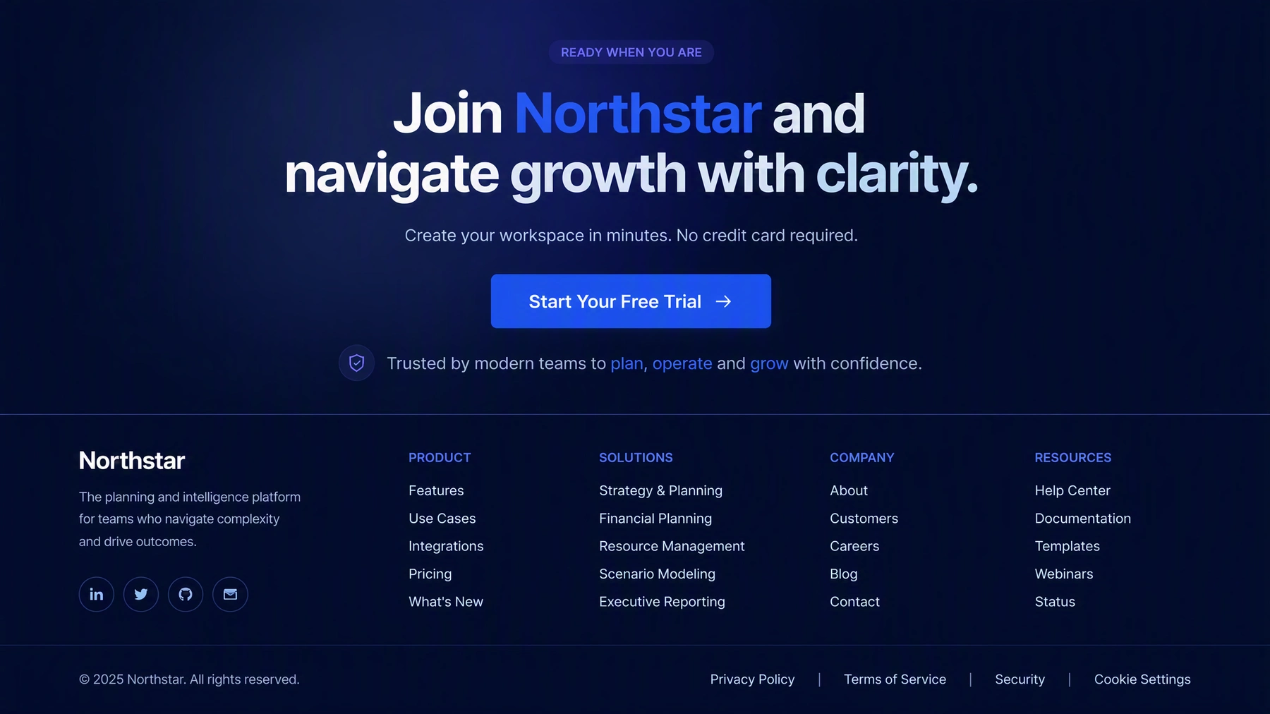 Landing page footer CTA variant