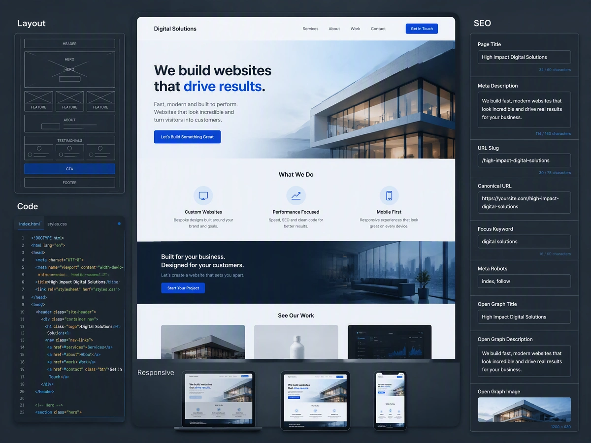 MuseWork website builder designing and coding a website